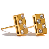 18k Gold Plated Checkered Studs