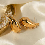 18K Gold Plated Starlined Waterdrop Studs