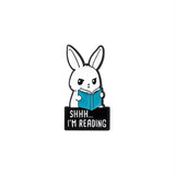 Reading Bunny Brooch Enamel Pin