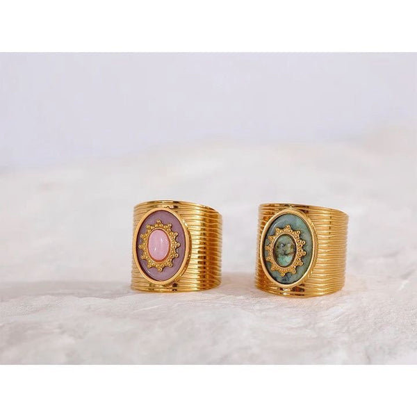 18K Gold Plated Natural GemStone Rings