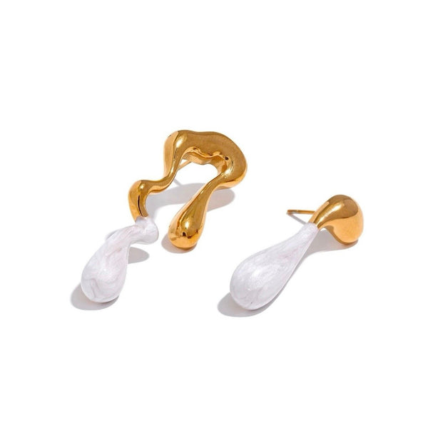 18K Gold Plated White Chocolate Drip Earrings