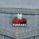 Furrari Cat Brooch Enamel Pin