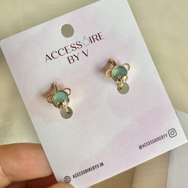 18K Gold Plated Cyan Teddy Hoops