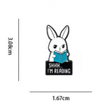 Reading Bunny Brooch Enamel Pin