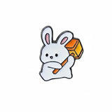 Bunny With Hammer Brooch Enamel Pin