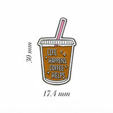 Coffee Helps Metal Enamel Sticker