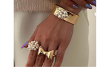 18k Gold Plated Bow Double Finger Ring