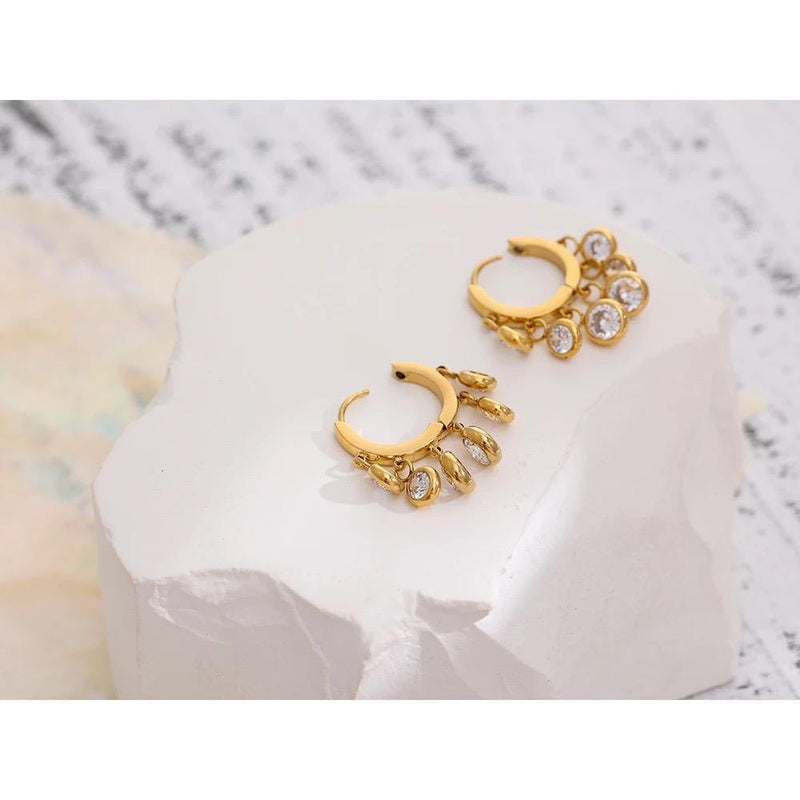 18k Gold Plated Raindrop Hoops