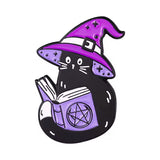 Wizardly Book Reading Cat Brooch Enamel Pin