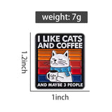 Cats Coffee And 3 People Brooch Enamel Pin