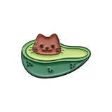 Avocado Cat Brooch Enamel Pin