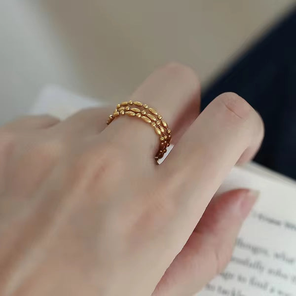 18K Gold Plated Layered Chain Ring