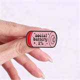 1% Social Battery Brooch Enamel Pin