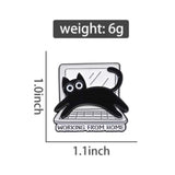 Working From Home Cat Brooch Enamel Pin