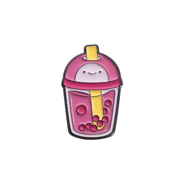 Pink Bubble Tea Brooch Enamel Pin