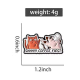 Coffee First Cat Brooch Enamel Pin