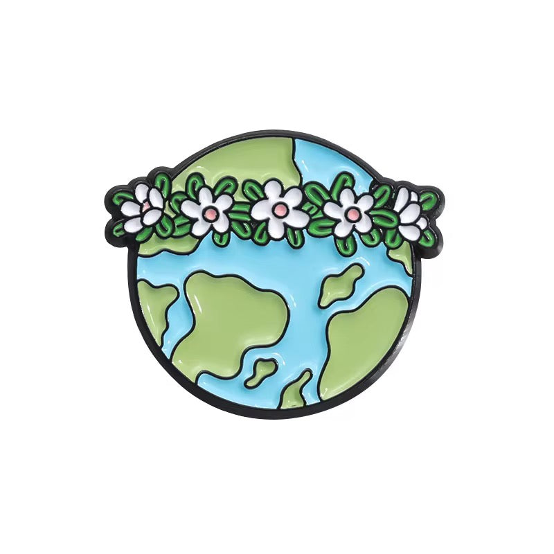 Earth Tiara Brooch Enamel Pin