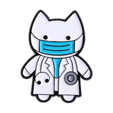 Masked Doctor Cat Medical Brooch Enamel Pin