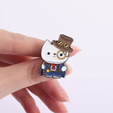 Victorian Gentleman Cat Brooch Enamel Pin