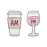 AM PM Drinks Set Brooch Enamel Pin