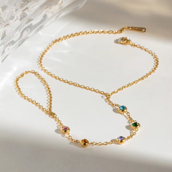 18K Gold Plated Colourful Hand Chain