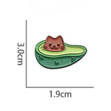 Avocado Cat Brooch Enamel Pin