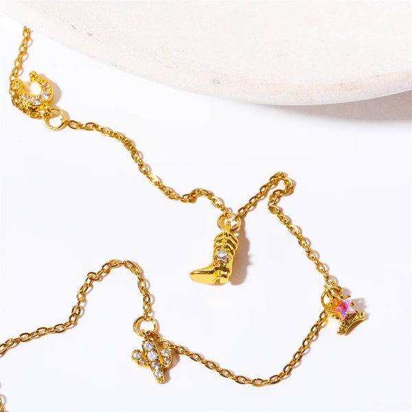 18K Gold Plated CowGirl Charm Necklace