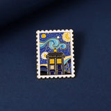 Police Box Van Gogh Brooch Enamel Pin