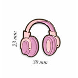 Pink Headphones Metal Enamel Sticker