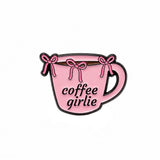 Coffee Girly Metal Enamel Sticker