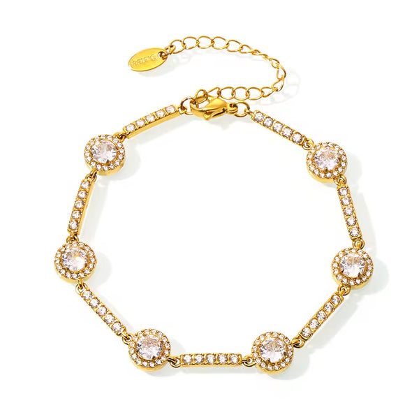 18K Gold Plated Studded Round Bracelet