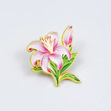 Stargazer Lily Flower Brooch Enamel Pin