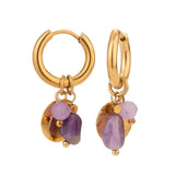 18K Gold Plated Amethyst Huggies