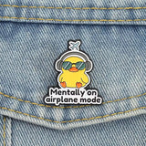 Airplane Mode Duck Brooch Enamel Pin
