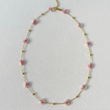 18K Gold Plated Pink Floral Necklace