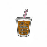 Coffee Helps Metal Enamel Sticker