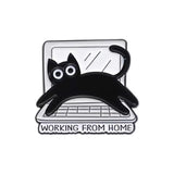 Working From Home Cat Brooch Enamel Pin