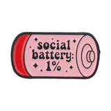 1% Social Battery Brooch Enamel Pin