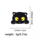 Confused Black Cat Brooch Enamel Pin