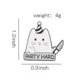 Party Hard Cat Brooch Enamel Pin