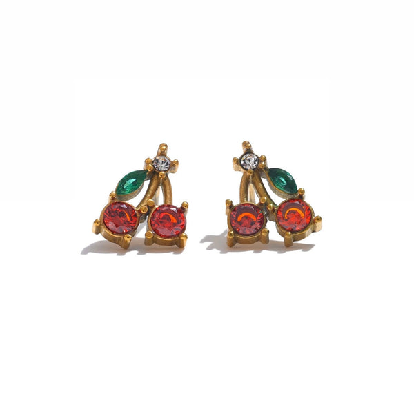 18K Gold Plated Vintage Cherry Studs