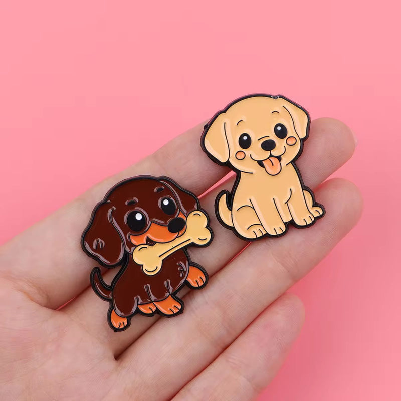Golden Pup Dog Brooch Enamel Pin – Accessoire By V
