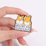 Honey Bun Corgi Dog Brooch Enamel Pin