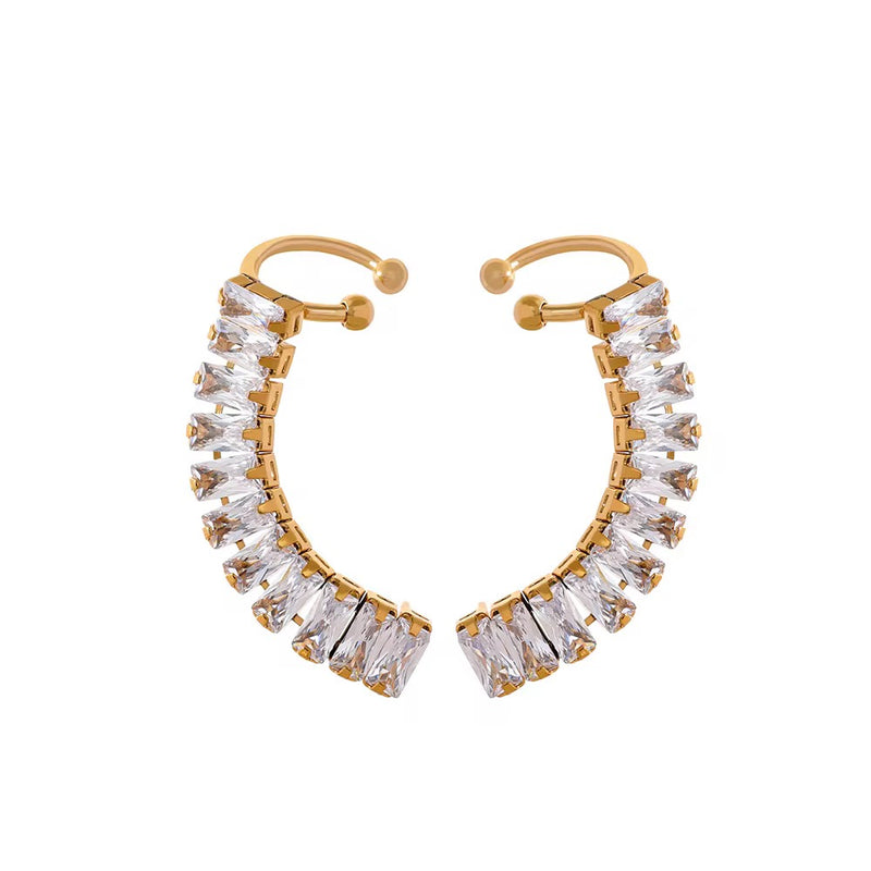 18K Gold Plated Tennis Cuff Earrings