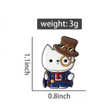 Victorian Gentleman Cat Brooch Enamel Pin