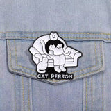 Cat Person Brooch Enamel Pin