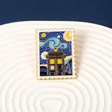 Police Box Van Gogh Brooch Enamel Pin