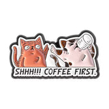 Coffee First Cat Brooch Enamel Pin