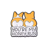Honey Bun Corgi Dog Brooch Enamel Pin