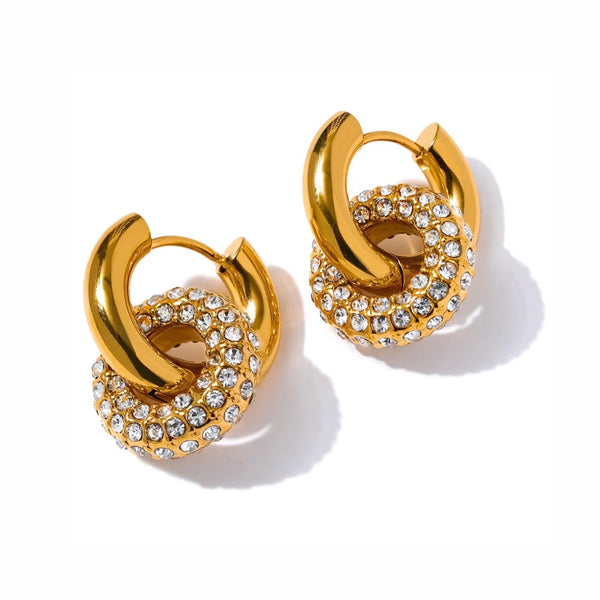 18K Gold Plated Anna-Maria Studded Hoops